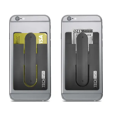TechMatte Stick On Wallet Credit Card Holder/Money Clip/Phone Stand (2 Pack) • $7.99