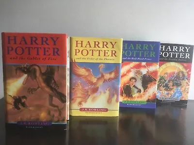 $49.99 • Buy 4x First Edition HARRY POTTER JK Rowling, Hardback Books With Dustjackets/covers