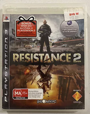 Resistance 2 Sony Playstation 3 PS3 Game Free Postage No Manual  • $12.95