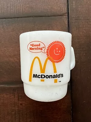 Anchor Hocking McDonalds Milk Glass Coffee Mug Vintage Good Morning • $6