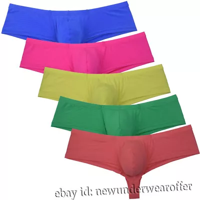 Men Ice Silk Cheeky Bikini Boxer Underwear Male Bulge Buns Shorts Hipster Trunks • $7.32