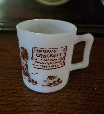 Vintage RARE Peacepipe Scene Hazel  Atlas Mug Milk Glass  Davy Crockett • $21