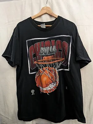 VTG 90s Chicago Bulls T Shirt  XL Backboard Angry Ball Bite RARE Jordan FOTL CAN • $50