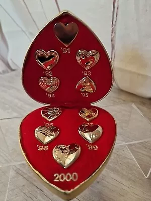 Ten Variety Club Gold Heart Day Badges From 1991 - 2000 In A Heart Shaped Case • £4.99