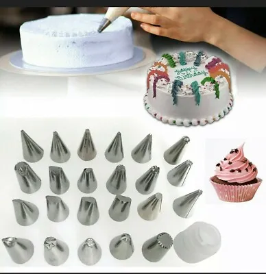 24Pcs/Set Large Cake Pastry Icing Pipping Nozzles Tip Kitchen Baking DecoratinMM • £3.25
