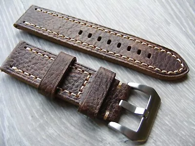 FOR Panerai PAM Luminor Radiomir Brown Thick Leather Watch Strap 24mm Watch Lug • £44.99