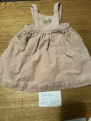 Jamie Kay Corduroy Blush Pinnie Dress Embroidered • $15