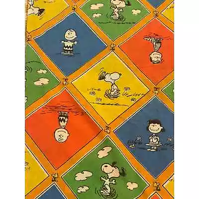 [Vintage] RARE 1965 Peanuts Snoopy Colorblock Twin Flat Sheet • $19