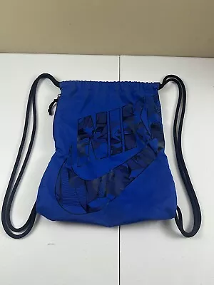 Nike Spell Out Logo Swoosh Blue Drawstring Gym Bag Backpack Training Sports Tote • $11.99