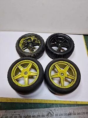 4Pcs RC Tires & Wheel Rims Set 12mm Hex Hub For 1/10 Off Road Car Buggy Truck • £4.50