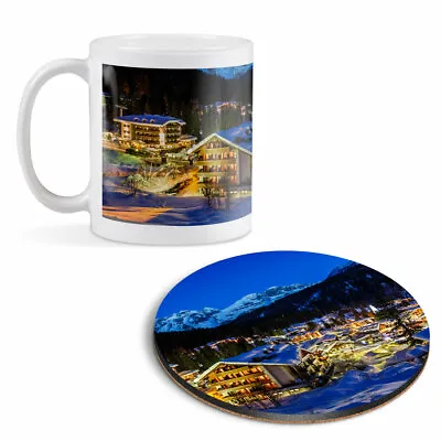 Mug & Round Coaster Set - Ski Resort Madonna Di Campiglio Skiing #24206 • £9.99