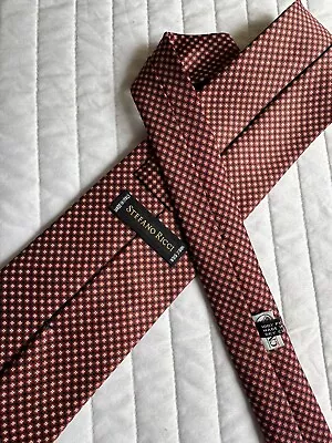 Stefano Ricci Dark Red & Black Mini Diamond Silk Neck Tie Mint! • $49.99