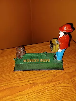  VTG Mechanical Cast Iron Jumping Monkey Coin Bank Works And In Good Condition!! • $23.99