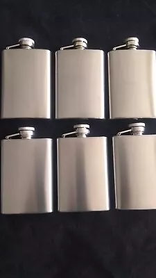 6 FLASK Stainless Steel 3 OZ Screw Cap Liquor Pocket Liquor Whiskey Six Shots .  • $19.99