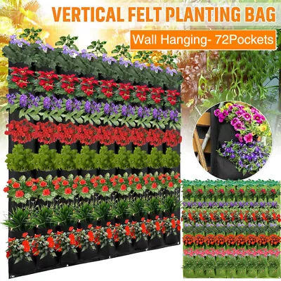 Garden Wall Hanging Planting Bag 72 Pocket Vertical Flower Grow Pouch Planter UK • £13.89