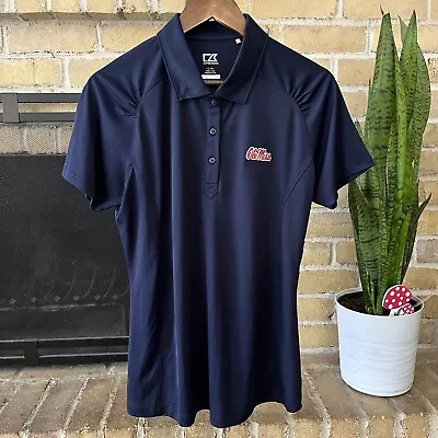 Ole Miss Rebels Womens Cutter & Buck DryTec Polo Shirt Blue Size Large • $11.70