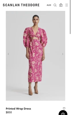 $600 • Buy Scanlan Theodore Fuschia Pink Printed Wrap Dress BNWT Size 12 