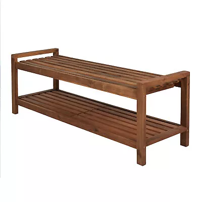 JONATHAN Y Mid Century Modern Acacia Wood Slat Outdoor Garden Patio Bench • $209.45