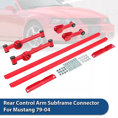 Red Upper & Lower Tubular Rear Control Arm Subframe Connector For Mustang 79-04 • $87.99