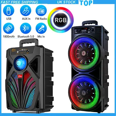 8  Heavy Bass Portable Bluetooth Speaker Subwoofer Sound Party System RGB Lights • £40.84
