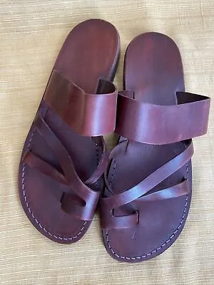CAMEL Brown Leather Sandals Greek Roman From Israel EUR 47 • $19