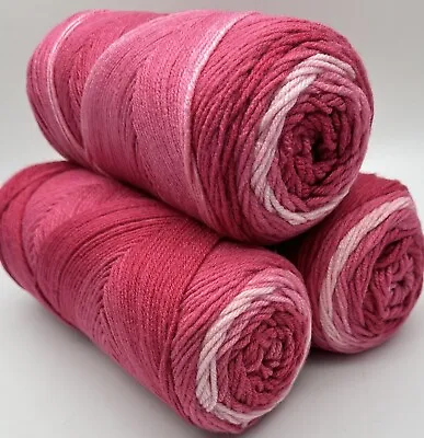 Colour Gradient Variegated Aran Rolls Knitting Crochet Yarn - 600g - Raspberry • £12.99