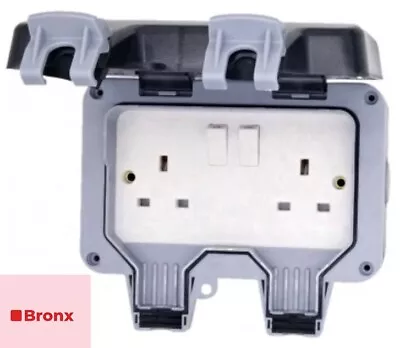 £10.55 • Buy IP66 Waterproof Outdoor 13A 2 Gang  Twin Double Socket Outside Use