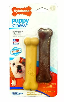 Nylabone Chew Twin Puppy Value Pack Chicken Peanut Butter Petite Toy Up To 15 Lb • $8.95