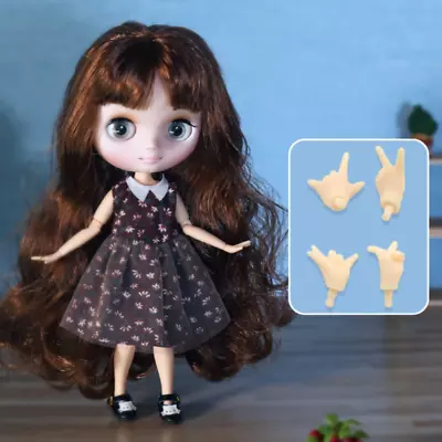 Middie 8  Blythe Doll With Dress Shoes Gray Eyes Brown Hair Matte Face BJD Gifts • $56.52