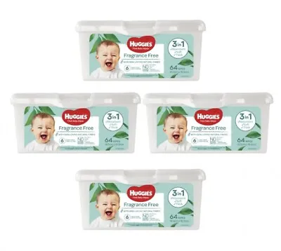 $33.47 • Buy New Huggies Thick Baby Wipes Refillable Tub Fragrance Free - White Carton (4 X