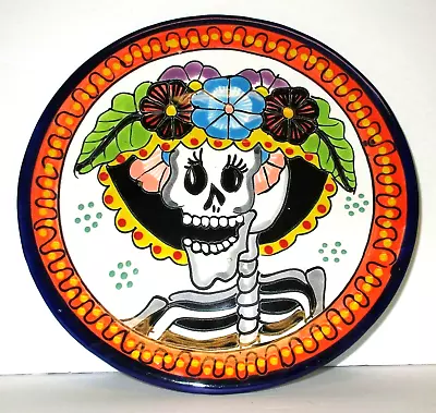 Talavera Day Of The Dead Sugar Skull La Catrina Plate Wall Art 10  • $59.89