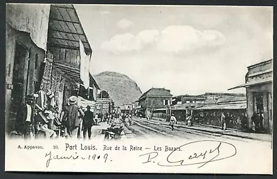 Port Louis Mauritius - The Bazaars & Shops Rue De La Reine C1910(R2927) • £15