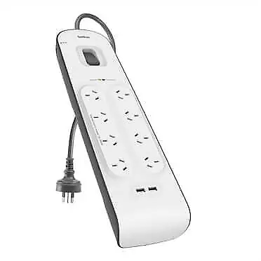 Belkin 8-outlet Surge Protector With 2.4 Amp USB Charging Port - White/Grey (BSV • $72.50