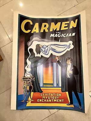 Vintage Original Magician Poster Carmen The Magician Levitation • $20