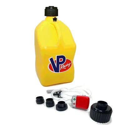 VP Racing Yellow Square 5 Gallon Race Gas Fuel Jug + Battery Powered Tera PumpXL • $112.95
