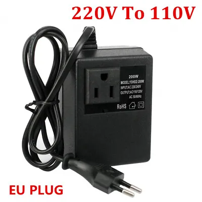 Voltage Converter Transformer 220V To 110V AC 200W Step Down EU Plug Travel Home • $36.79