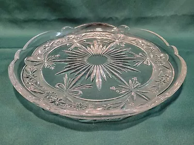 Vintage Mikasa Large Crystal Serving Platter W/Flowers Ribbons & Starburst 14  • $22