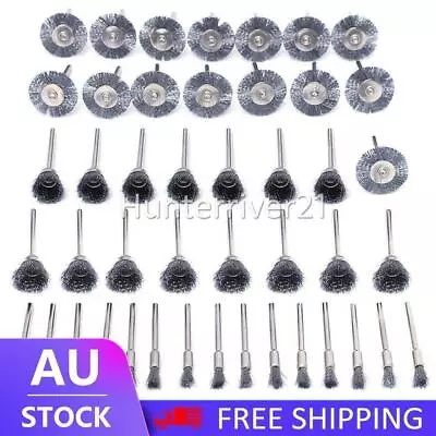 45pcs Stainless Steel Wire Brush Tool Rotary Die Grinder Removal Wheel 3mm Shank • $17.90