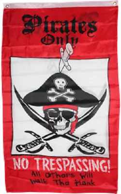 3x5 Jolly Roger Pirate Pirates Only No Tresspassing Vertical 3'x5' Flag Banner  • $9.88