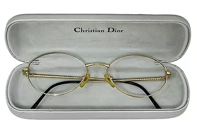 Vintage Christian Dior Eyeglasses CD 3547 Gold Metal Oval W/Dior Case 53-18-130 • $59.95