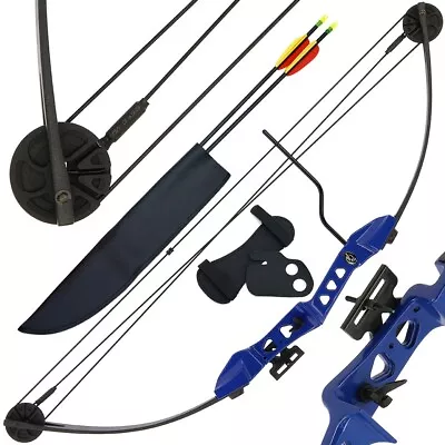 Compound Archery Bow And Arrow Set 29lb Target Shooting Youth Adult Beginners • £37.95