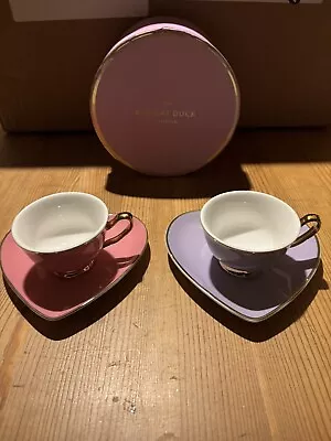 Bombay Duck Darling! Heart Espresso Cups Lavender/Rose Set Of Two • £7