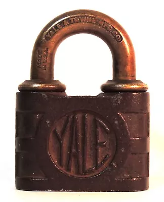 Vintage Yale & Towne Mfg Co Pin Tumbler Cast Brass Push Key Lock Antique Padlock • $29.99