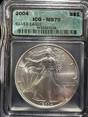 2004 American Eagle Silver Dollar Icg Ms70. • $50