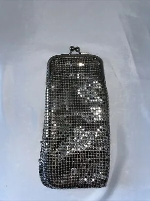 Vintage Cigarette Mesh Bag La Regale Soft Eye Glass Case Silver Metal Sequin • $19