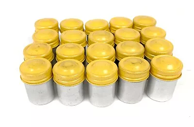 20 VINTAGE KODAK 35mm FILM METAL FILM CANISTERS CONTAINERS YELLOW SCREW ON LIDS • $30