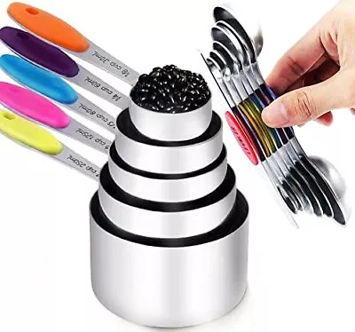 TILUCK Measuring Cups And Magnetic Measuring Spoons Set Stainless Steel • $32.80