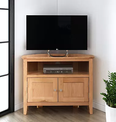 Small Oak Corner TV Stand | Media Cabinet | Entertainment Table |Solid Wood Unit • £219.99