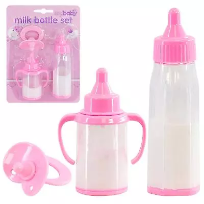 Magic Milk Bottle 3pcs Doll Feeding Set Toy With Dummy For Reborn Babies & Dolls • £5.49