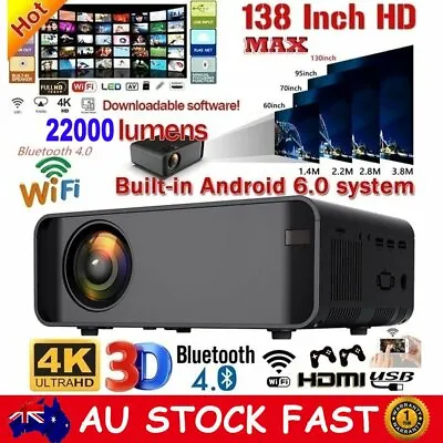 $169.99 • Buy Projector 22000 Lumens 1080P HD 3D LED Mini WiFi Video Home Theater Cinema HDMI